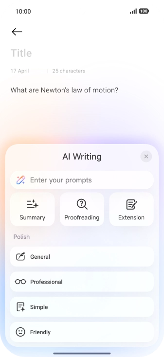 To generate a text, press the text input field.