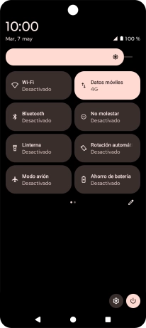Pulsa el icono de datos móviles para activar o desactivar la función.