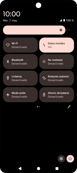 Pulsa el icono de datos móviles para activar o desactivar la función.