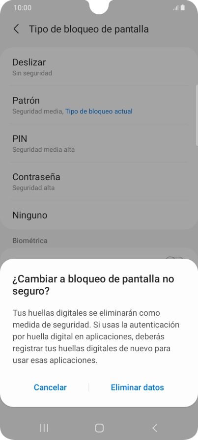Pulsa Eliminar datos. Pulsa Eliminar datos.