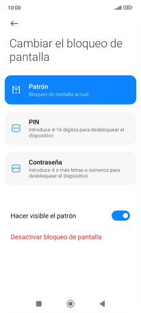 Pulsa Desactivar bloqueo de pantalla e introduce el código de seguridad extra que has creado anteriormente.