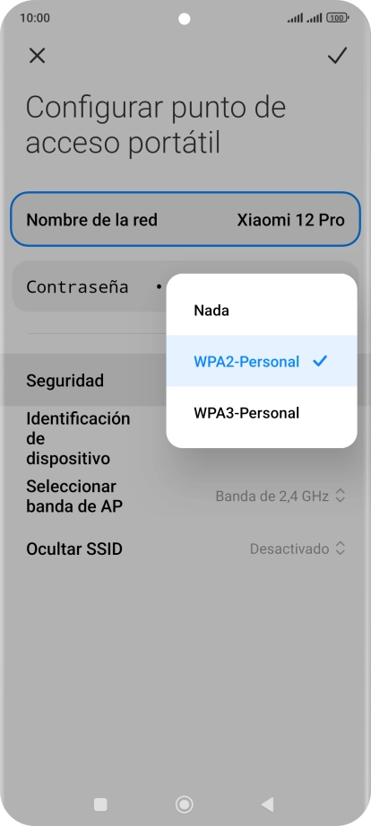 Pulsa WPA3-Personal para proteger la conexión wifi con una contraseña. Pulsa WPA3-Personal para proteger la conexión wifi con una contraseña.