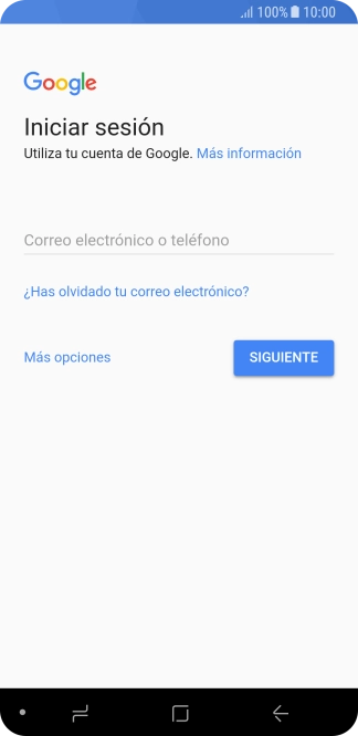 Si no tienes una cuenta de Google, pulsa Más opciones y sigue las indicaciones de la pantalla para ver cómo crear una cuenta nueva. Si no tienes una cuenta de Google, pulsa Más opciones y sigue las indicaciones de la pantalla para ver cómo crear una cuenta nueva.