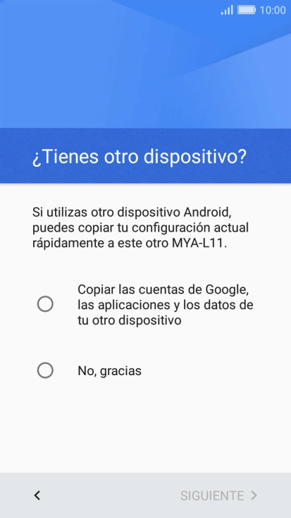 Puedes transferir el contenido de otro teléfono cuando activas tu teléfono por primera vez y cuando lo has restablecido. Cuando aparezca en la pantalla del teléfono esta imagen, ya está listo para la transmisión del contenido del otro teléfono.