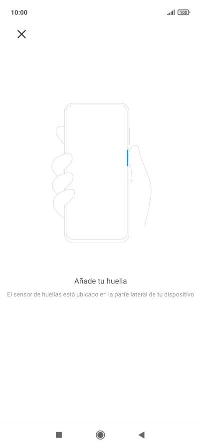 Sigue las indicaciones de la pantalla para crear una huella digital como código de seguridad. Sigue las indicaciones de la pantalla para crear una huella digital como código de seguridad.