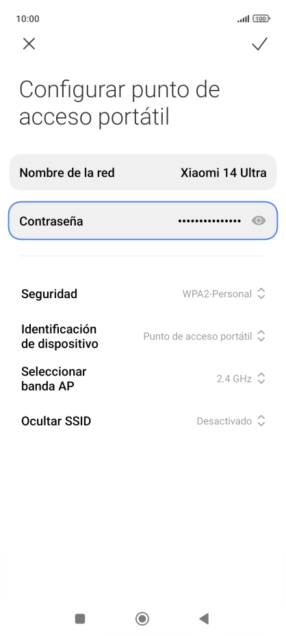 Pulsa Nombre de la red e introduce el nombre deseado de la conexión wifi Pulsa Nombre de la red e introduce el nombre deseado de la conexión wifi