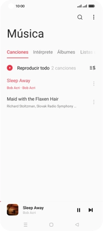 Pulsa el título de la canción en la parte inferior de la pantalla. Pulsa el título de la canción en la parte inferior de la pantalla.