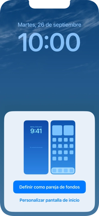 Si deseas utilizar el mismo tema de color en la pantalla de inicio, pulsa Definir como pareja de fondos. Si deseas utilizar el mismo tema de color en la pantalla de inicio, pulsa Definir como pareja de fondos.
