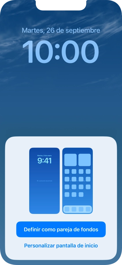 Si deseas utilizar el mismo tema de color en la pantalla de inicio, pulsa Definir como pareja de fondos. Si deseas utilizar el mismo tema de color en la pantalla de inicio, pulsa Definir como pareja de fondos.