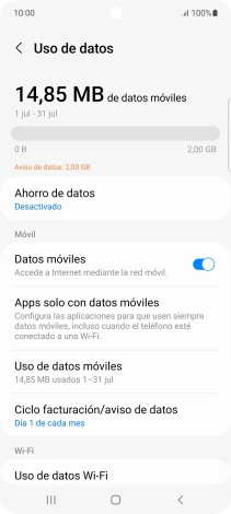 El consumo total de datos se visualiza ahora en la pantalla. El consumo total de datos se visualiza ahora en la pantalla.
