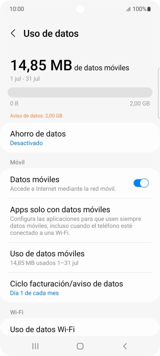 El consumo total de datos se visualiza ahora en la pantalla. El consumo total de datos se visualiza ahora en la pantalla.