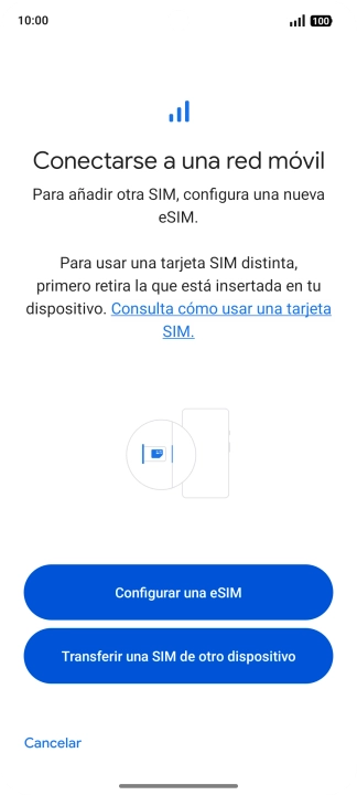 Pulsa Configurar una eSIM. Pulsa Configurar una eSIM.
