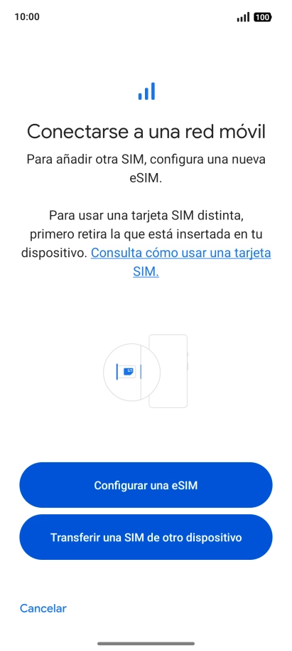 Pulsa Configurar una eSIM. Pulsa Configurar una eSIM.