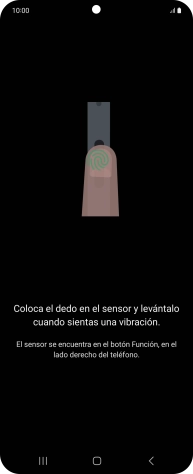 Sigue las indicaciones de la pantalla para crear una huella digital como código de seguridad. Sigue las indicaciones de la pantalla para crear una huella digital como código de seguridad.