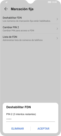 Introduce el código PIN2 y pulsa ACEPTAR. Introduce el código PIN2 y pulsa ACEPTAR.