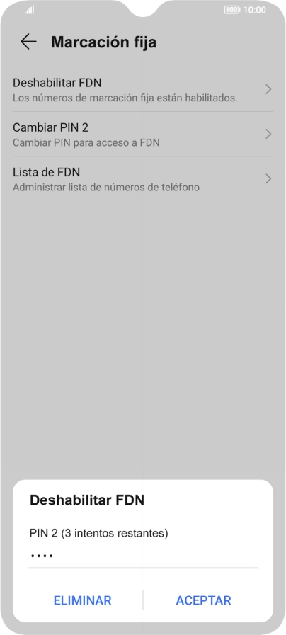 Introduce el código PIN2 y pulsa ACEPTAR. Introduce el código PIN2 y pulsa ACEPTAR.