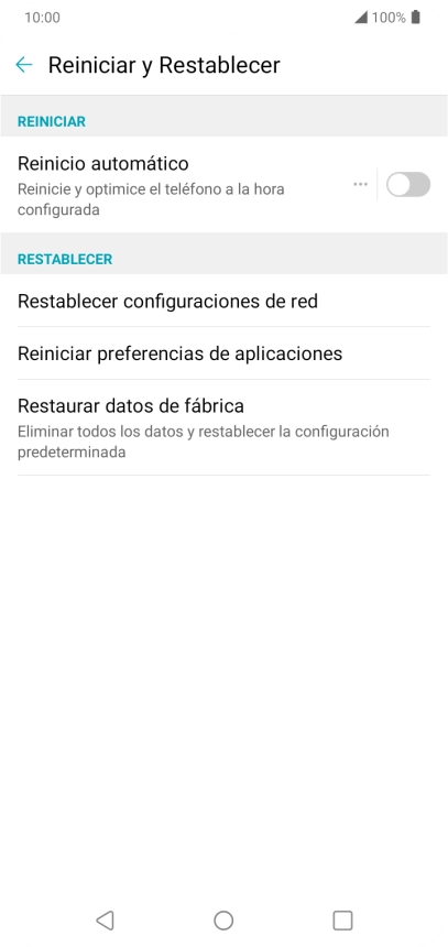 Pulsa Restaurar datos de fábrica. Pulsa Restaurar datos de fábrica.
