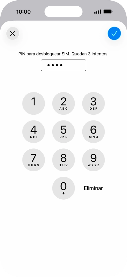 Introduce el código PIN y pulsa el icono de aceptar.
