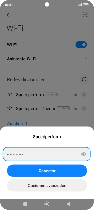 Introduce la contraseña de la red wifi y pulsa Conectar.