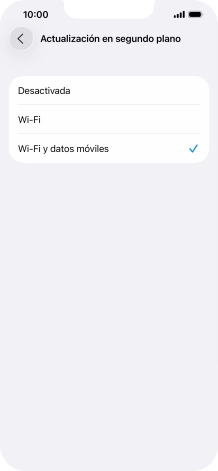 Para desactivar la actualización de apps en ejecución, pulsa Desactivada. Para desactivar la actualización de apps en ejecución, pulsa Desactivada.