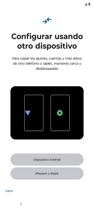 Puedes transferir el contenido de otro teléfono cuando activas tu teléfono por primera vez y cuando lo has restablecido. Cuando aparezca en la pantalla del teléfono esta imagen, ya está listo para la transmisión del contenido del otro teléfono. Puedes transferir el contenido de otro teléfono cuando activas tu teléfono por primera vez y cuando lo has restablecido. Cuando aparezca en la pantalla del teléfono esta imagen, ya está listo para la transmisión del contenido del otro teléfono.