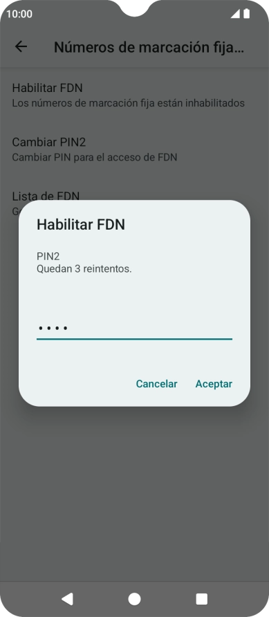 Introduce el código PIN2 y pulsa Aceptar. Introduce el código PIN2 y pulsa Aceptar.