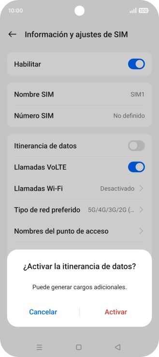 Si activas la función, pulsa Activar. Si activas la función, pulsa Activar.
