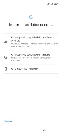 Pulsa la opción deseada y sigue las indicaciones de la pantalla para transferir contenido desde el otro teléfono y finalizar la activación de tu teléfono. Pulsa la opción deseada y sigue las indicaciones de la pantalla para transferir contenido desde el otro teléfono y finalizar la activación de tu teléfono.