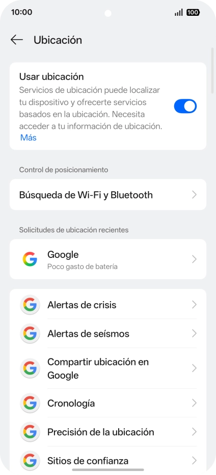 Pulsa Precisión de la ubicación. Pulsa Precisión de la ubicación.