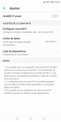 Pulsa Configurar zona Wi-Fi.