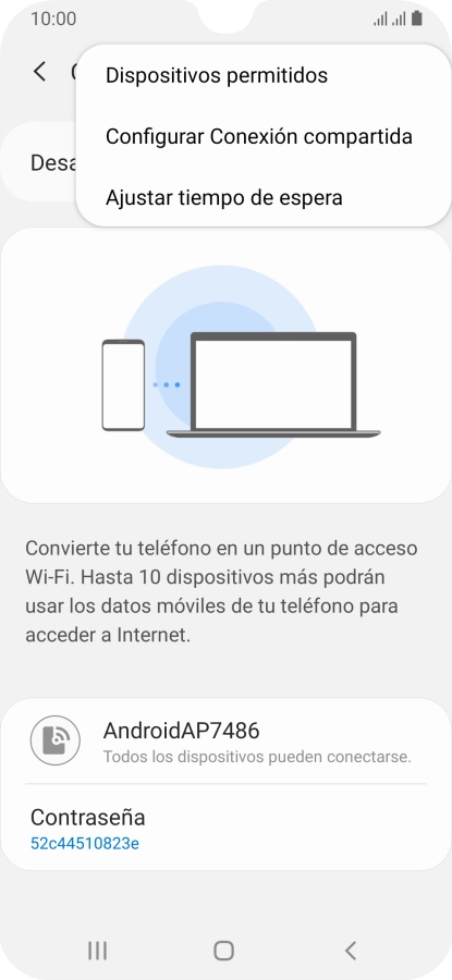 Pulsa Configurar Conexión compartida. Pulsa Configurar Conexión compartida.