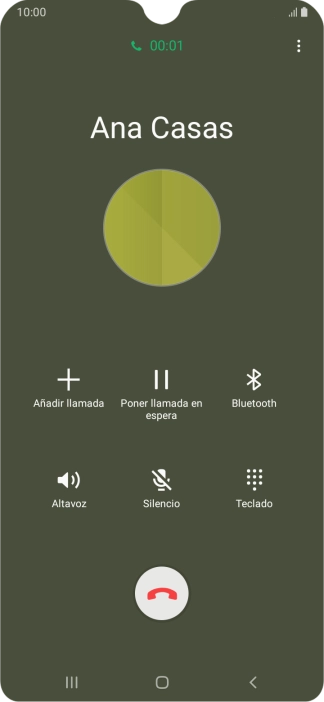 Pulsa el icono de finalizar llamada. Pulsa el icono de finalizar llamada.