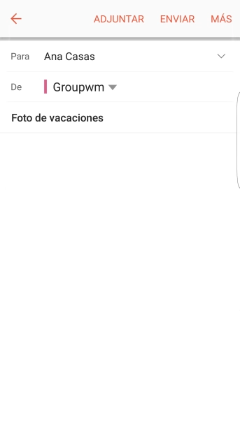 Pulsa en el campo de escritura y escribe el texto del correo electrónico. Pulsa en el campo de escritura y escribe el texto del correo electrónico.