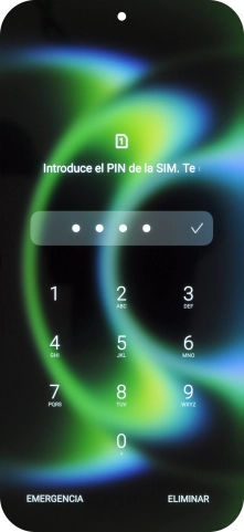 Si es necesario desbloquear la tarjeta SIM, introduce el código PIN y pulsa el icono de aceptar. Si es necesario desbloquear la tarjeta SIM, introduce el código PIN y pulsa el icono de aceptar.