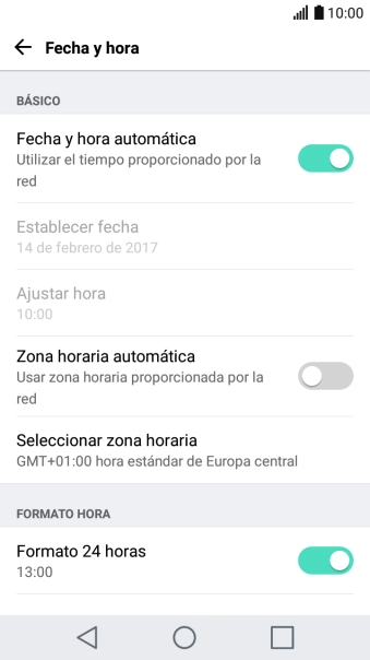 Pulsa Zona horaria automática para activar la función. Pulsa Zona horaria automática para activar la función.