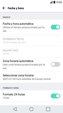 Pulsa Zona horaria automática para activar la función. Pulsa Zona horaria automática para activar la función.