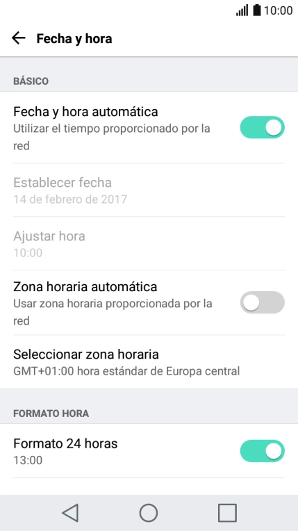 Pulsa Zona horaria automática para activar la función. Pulsa Zona horaria automática para activar la función.