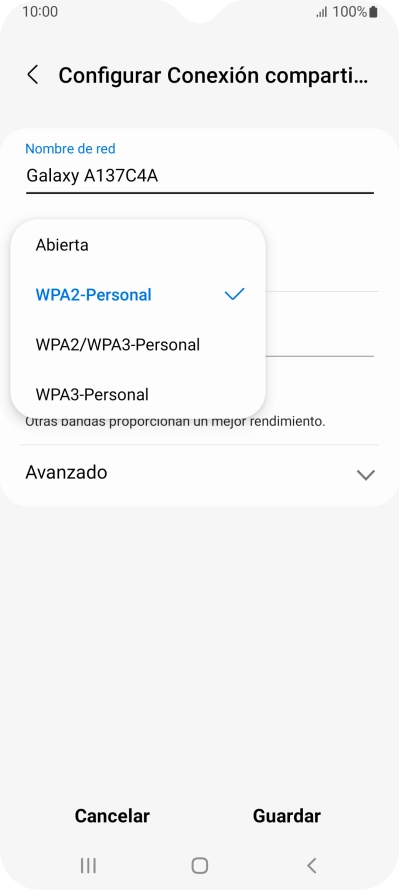 Pulsa WPA3-Personal para proteger la conexión wifi con una contraseña. Pulsa WPA3-Personal para proteger la conexión wifi con una contraseña.
