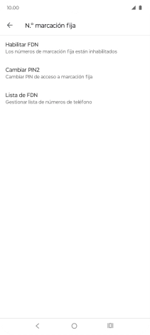 Pulsa Habilitar FDN para activar la marcación fija. Pulsa Habilitar FDN para activar la marcación fija.