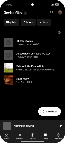Press the required audio file.