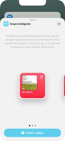 Desliza el dedo hacia la derecha o hacia la izquierda por la pantalla para seleccionar el tamaño de widget deseado. Desliza el dedo hacia la derecha o hacia la izquierda por la pantalla para seleccionar el tamaño de widget deseado.