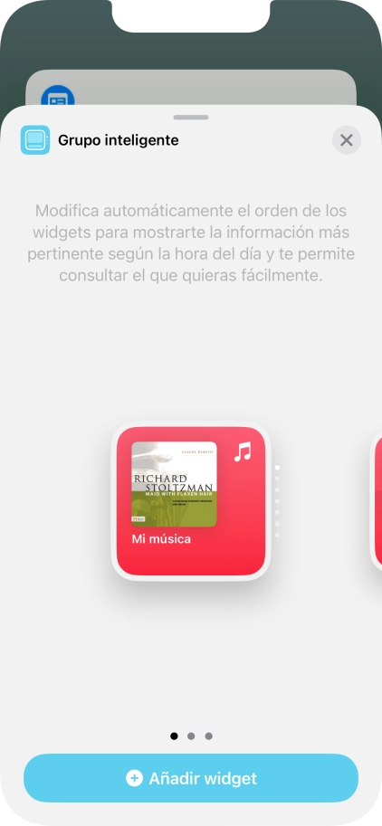 Desliza el dedo hacia la derecha o hacia la izquierda por la pantalla para seleccionar el tamaño de widget deseado. Desliza el dedo hacia la derecha o hacia la izquierda por la pantalla para seleccionar el tamaño de widget deseado.