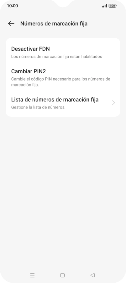 Pulsa Desactivar FDN. Pulsa Desactivar FDN.