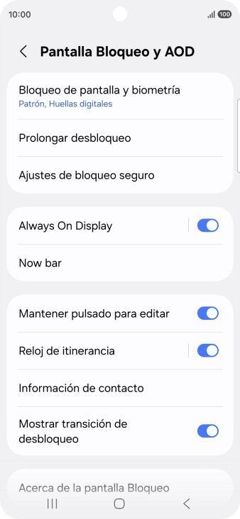 Pulsa Bloqueo de pantalla y biometría e introduce el código de seguridad extra que has creado anteriormente. Pulsa Bloqueo de pantalla y biometría e introduce el código de seguridad extra que has creado anteriormente.