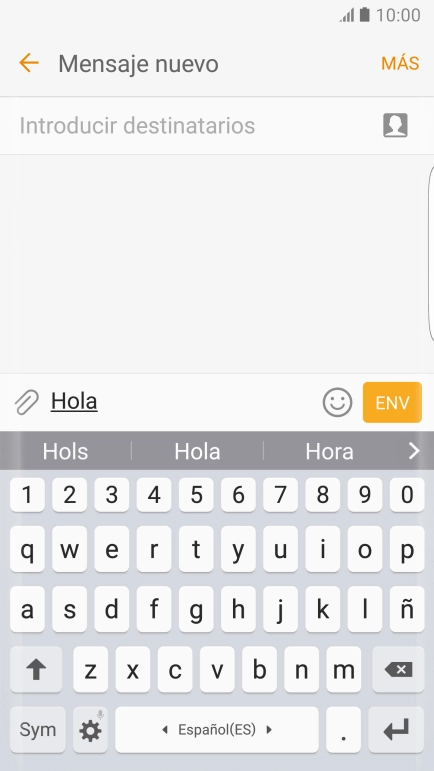 Las palabras sugeridas van apareciendo en la pantalla mientras escribes. Pulsa la flecha para ver más propuestas de palabras.