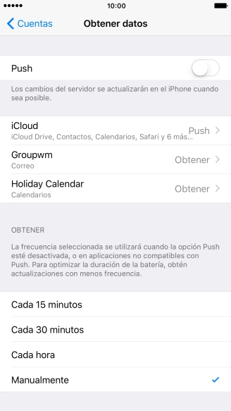 Si desactivas la función, pulsa el ajuste deseado.