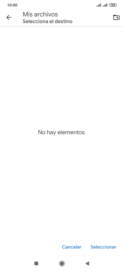 Si deseas crear una nueva carpeta, pulsa el icono de nueva carpeta y sigue las indicaciones de la pantalla para crearla. Si deseas crear una nueva carpeta, pulsa el icono de nueva carpeta y sigue las indicaciones de la pantalla para crearla.