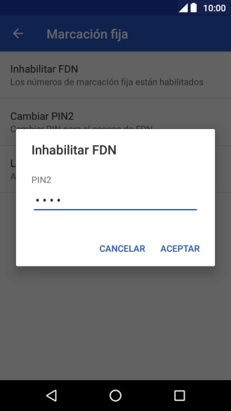 Introduce el código PIN2 y pulsa ACEPTAR. Introduce el código PIN2 y pulsa ACEPTAR.