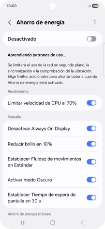 Pulsa el indicador junto a los ajustes deseados para activarlos o desactivarlos.