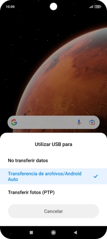 Pulsa Transferencia de archivos/Android Auto. Pulsa Transferencia de archivos/Android Auto.